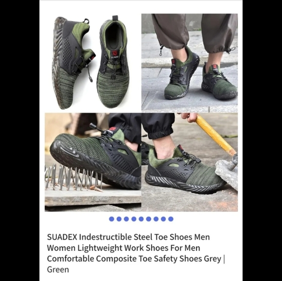 NEW SUADEX Indestructible Steel Toe Shoes Men sz 7 Lightweight Work Shoes - Picture 6 of 8